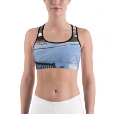 All-Over Print Sports Bra with Bowling Green in Winter